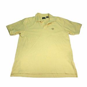 Izod Polo Shirt Mens Large L Yellow Solid Silk Wash Cotton Short Sleeve Collared